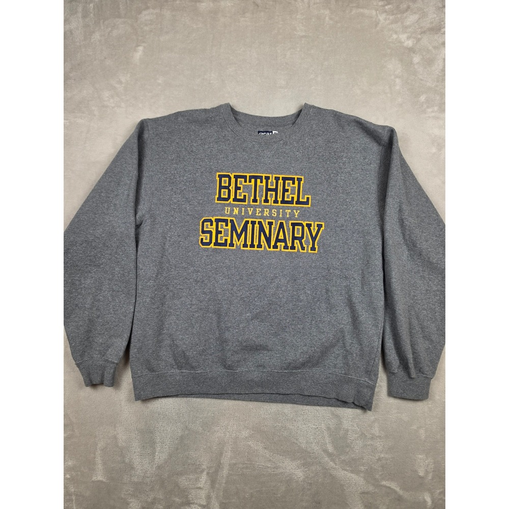 Vintage Bethel University Seminary Sweatshirt Mens L Gray Cotton Gear For Sports